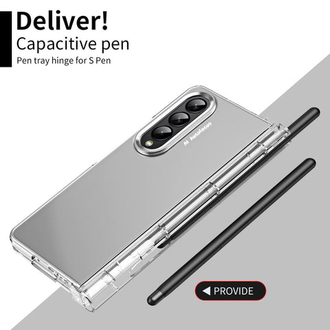 For Samsung Galaxy Z Fold4 5G Samsung Fold 4 Hinge Flip Case - Two Tone Contact Lens - Transparent