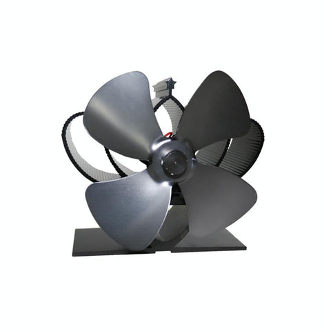 High Temperature 4-blade Heat Powered Stove Fan for Fireplaces - Grey