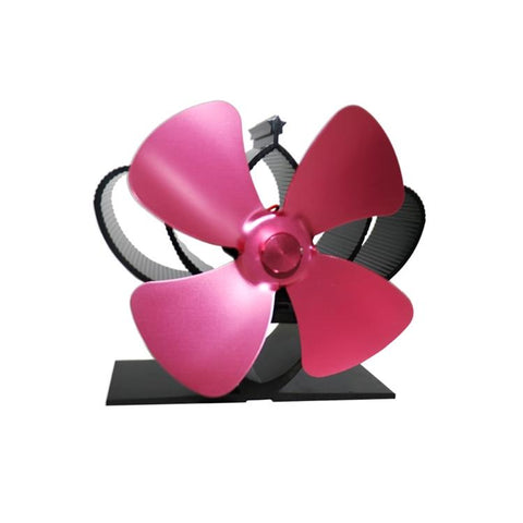 High Temperature 4-blade Heat Powered Stove Fan for Fireplaces - Rose Red