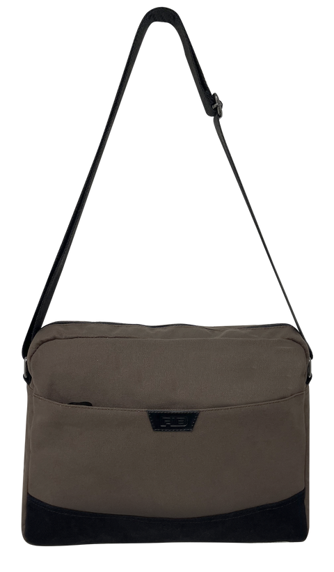 FIB Byron Canvas Laptop Messenger Bag Travel Shoulder Sling - Brown