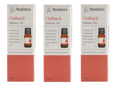 3x Bosistos Diffuser Oil Outback - Cederwood, Marjoram & Black Pepper 10mL