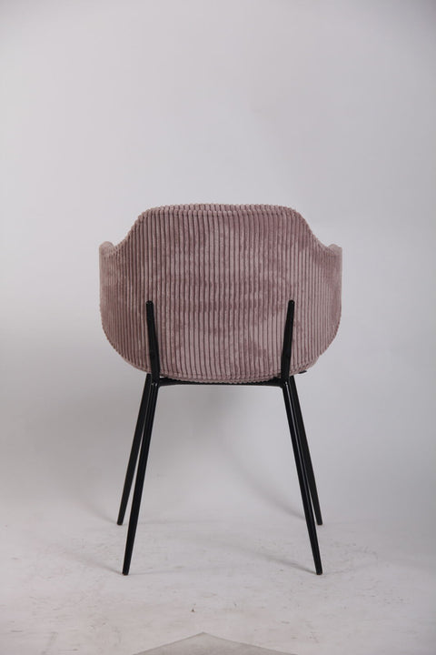 Set of 2 Dining Chairs with Corduroy Cord Fabric in Pink