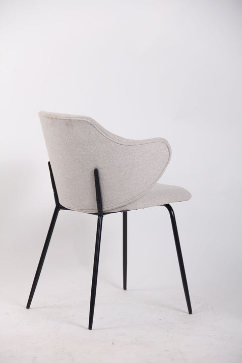 Set of 4 Dining Chairs Fabric with Metal Legs in Ivory Beige
