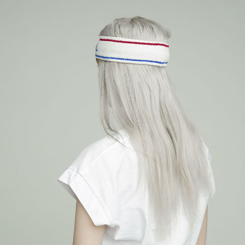 Kangol Bermuda Stripe Headband Stretch Sweatband - White/Ciano - One Size