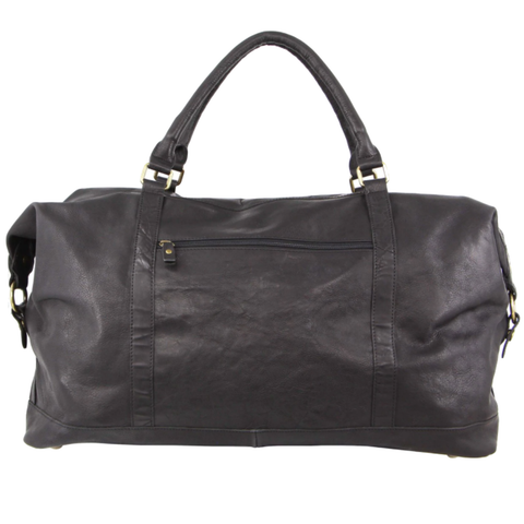 Pierre Cardin Mens Leather Business Overnight Bag Luggage Duffle Weekend Travel - Black