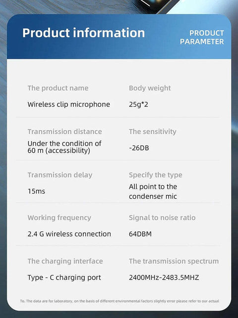 Hridz SX6 2in1 Portable Professional Wireless Microphone 2.4g Dual Microphone for Vlog Singing Teaching Recording