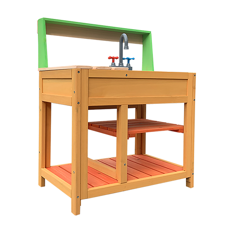 Children’s Outdoor Play Mud Kitchen Sand Pit with Display Shelf