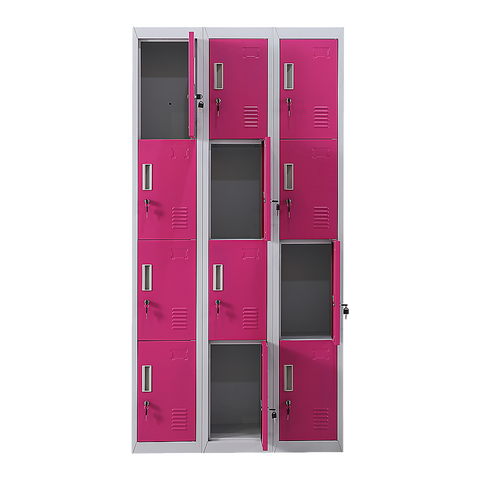 12-Door Locker for Office Gym Shed School Home Storage - Standard Lock with 2 Keys