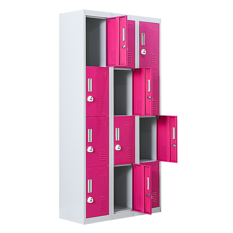 12-Door Locker for Office Gym Shed School Home Storage - 3-Digit Combination Lock