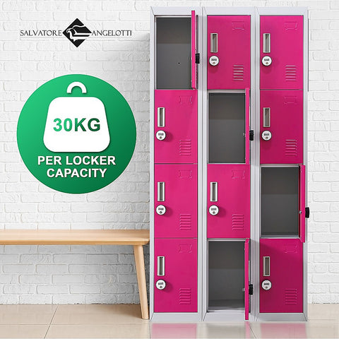 12-Door Locker for Office Gym Shed School Home Storage - 4-Digit Combination Lock