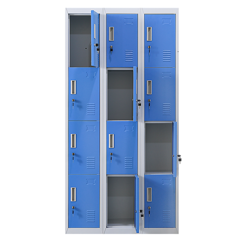 12-Door Locker for Office Gym Shed School Home Storage - Standard Lock with Keys