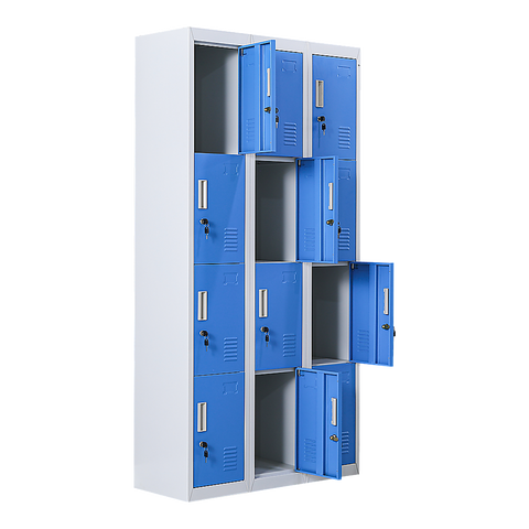 12-Door Locker for Office Gym Shed School Home Storage - Standard Lock with Keys