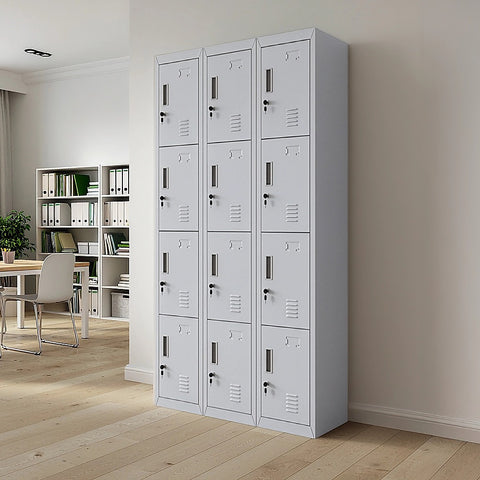 12-Door Locker for Office Gym Shed School Home Storage - Standard Lock with Keys