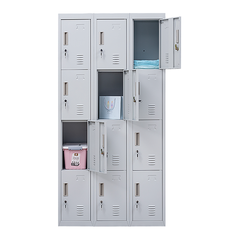 12-Door Locker for Office Gym Shed School Home Storage - Standard Lock with Keys