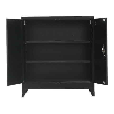 Two-Door Metal Short Cabinet Shelf Storage for Home Office Gym