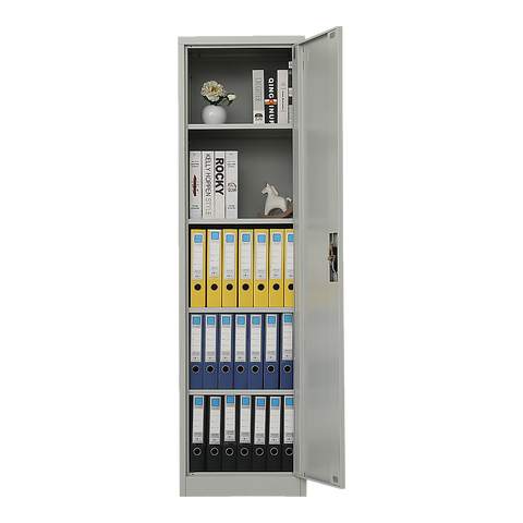 Single-Door Metal Tall Cabinet Shelf Storage for Home Office Gym