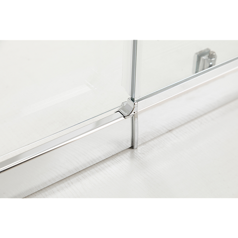 Adjustable 1500x800mm Single Door Corner Sliding Glass Shower Screen in Chrome