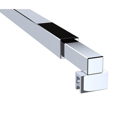 70cm Reeded Single Shower Glass Screen with Chrome F-brackets & Square Pole