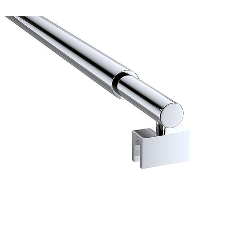 70cm Reeded Single Shower Glass Screen with Chrome F-brackets & Round Pole