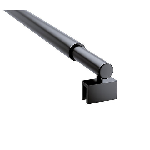 70cm Reeded Single Shower Glass Screen with Black U-brackets & Round Pole