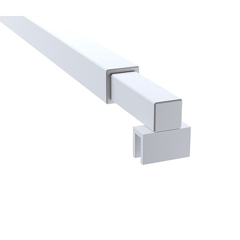 70cm Reeded Single Shower Glass Screen with White F-brackets & Square Pole