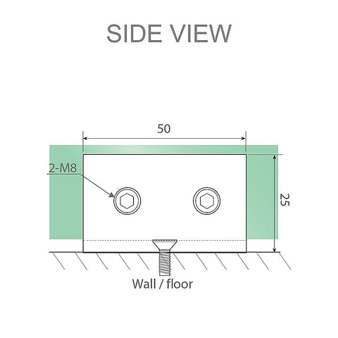 70cm Reeded Single Shower Glass Screen with Nickel Wall U-Brackets