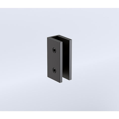80cm Reeded Single Shower Glass Screen with Black U-brackets & Square Pole