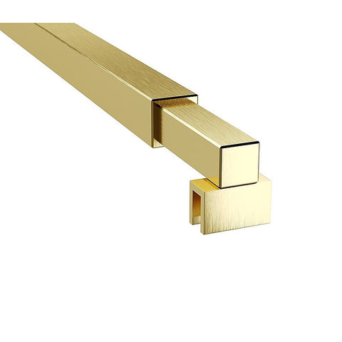 80cm Reeded Single Shower Glass Screen with Gold U-brackets & Square Pole