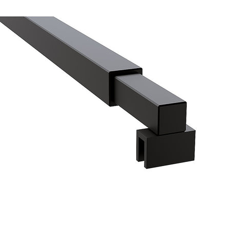 70cm Reeded Single Shower Glass Screen with Black Wall Channel & Square Pole