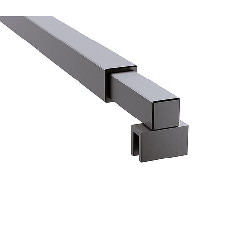 70cm Reeded Single Shower Glass Screen with Gunmetal Wall Channel & Square Pole