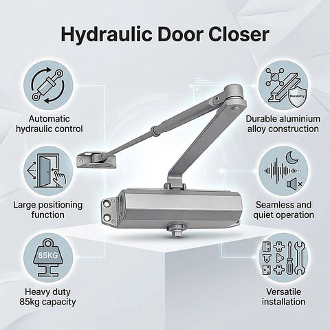 Hydraulic Door Closer 85kg Heavy Duty Large Positioning