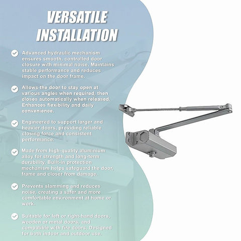 Hydraulic Door Closer 85kg Heavy Duty Large Positioning