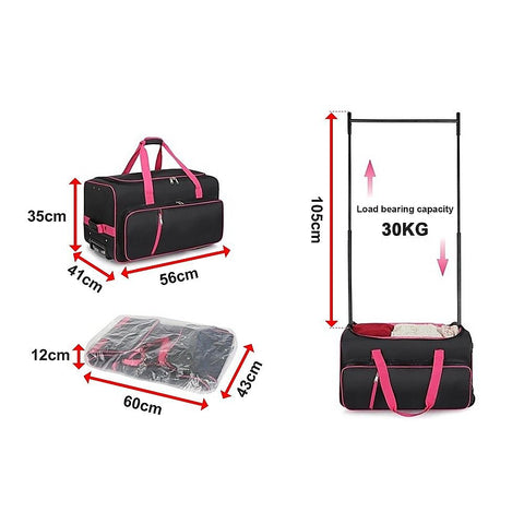 736.6 mm Heavy Duty Rolling Dance Bag with Garment Rack for Travel