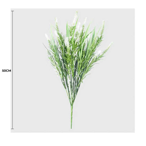 Long Artificial Lavender Stem (White) 50cm UV Resistant