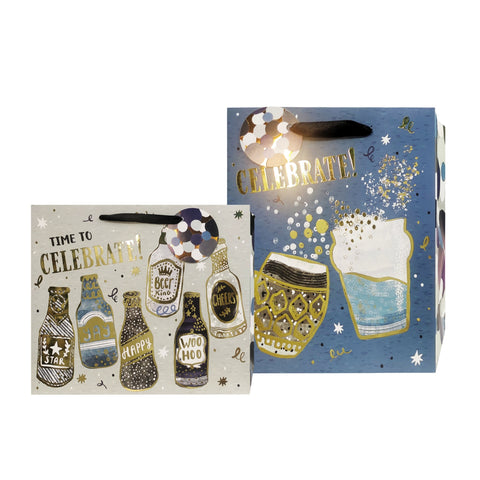 bulk 24 Large Celebration Sips For Male Gift Bag Assort 26x32cm
