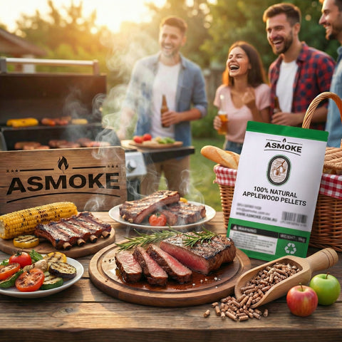 ASMOKE 100% Natural Apple Wood BBQ Smoker Pellets (2.27kg) - Premium Fruit Hardwood for Chicken & Pork