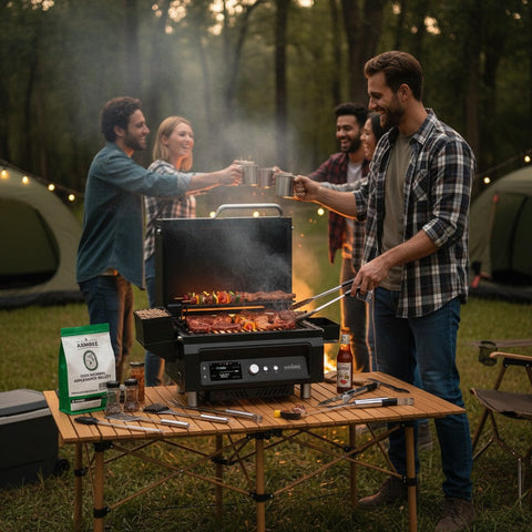 ASMOKE Essential Portable Smart Wood Pellet Grill Smoker & 6pc BBQ Tool Set + 5lb Applewood Pellets Bundle