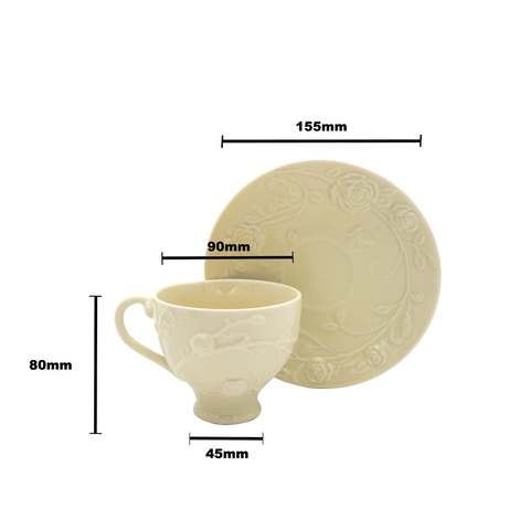 Faubourg Rose Embossed Cup and Saucer - 250ml