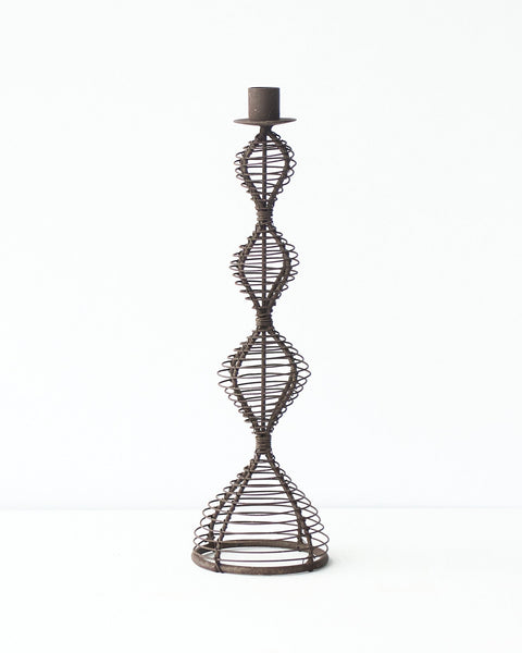 casa-verde-wire-candlestick-dakar-antique-rust