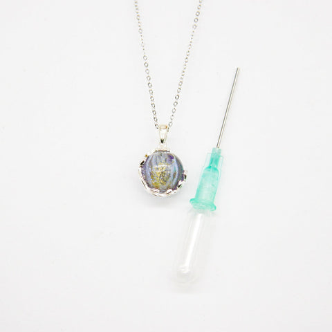 Gift Gox - Aroma Necklace White Gold - Planet Lunar Lavender (Lanvender Purple) + Purify Oil Blend