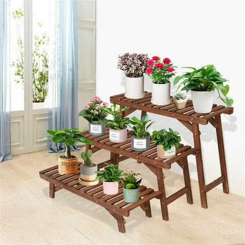 3pcs Plant Stand Flower Step Bench Rack Herb Storage Shelf Garden Indoor Outdoor