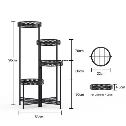4 Tier Foldable Corner Tall Plant Stand Metal Flower Display Rack Indoor Outdoor