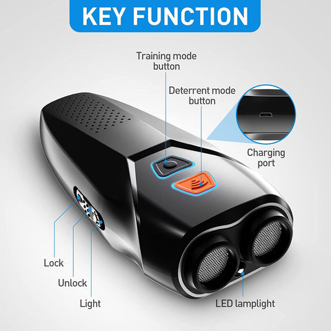 Sliver Handheld Ultrasonic Dog Trainer with Dual Mode | Training & Deterrent Device with LED Light