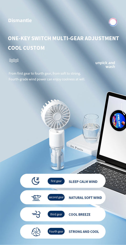 Spray Fanbox Portable 4-Speed Mini Spray Fan with Moisturizing Function - F2 Pink ...