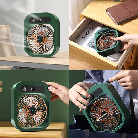 Portable USB Rechargeable Misting Fan - Compact Personal Fan with Cooling Spray - White Colors