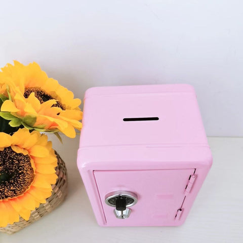 Blue Mini Metal Safe Box with Combination Lock and Key - Compact Security Storage