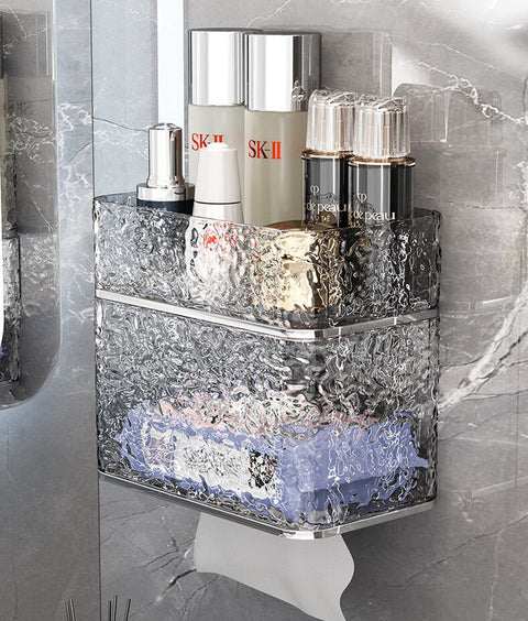 2PCS Stylish Double-Layer Transparent Wave-Textured Tissue Box Holder - Stylish Bathroom Storage