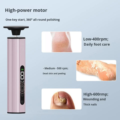 Rose Gold Professional 2-in-1 Electric Foot Callus Remover and Manicure Kit - 9 Speeds Rechargeable Electronic Foot File with LCD Display - Professional Pedicure Tool for Dead Skin and Nail Care
