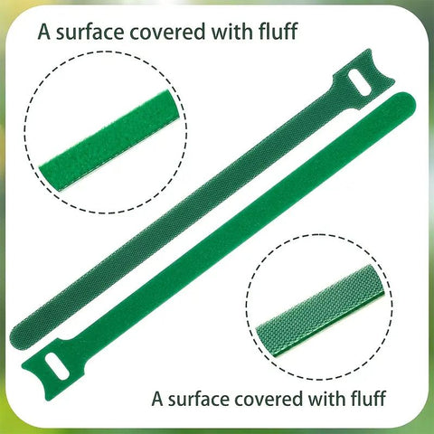 400 pcs Reusable Hook and Loop Cable Ties - 6-Inch T-Type Nylon Fastening Straps for Office Cable Management and Garden Plant Support, Interconnectable Design, Green