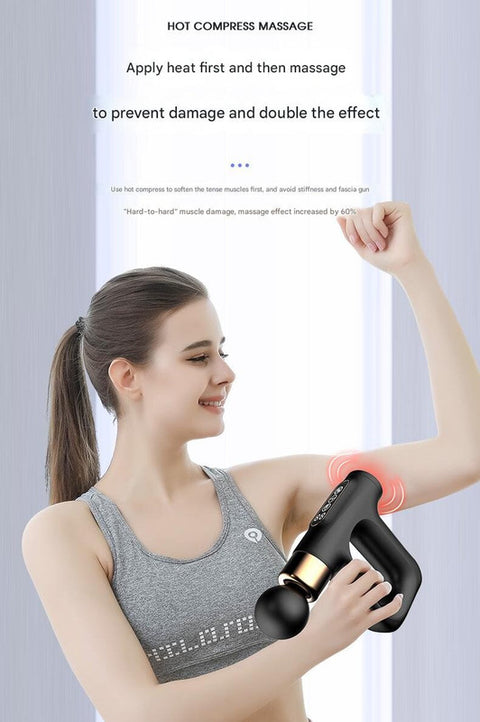 Green Mini Fascia Gun Muscle Massager with Pulse Heat - Deep Tissue Relaxation